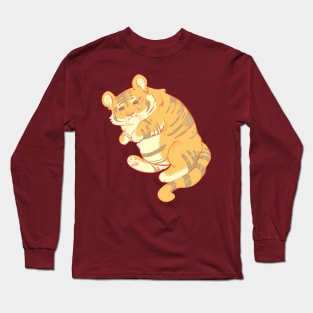 sad cat chonky tiger Long Sleeve T-Shirt